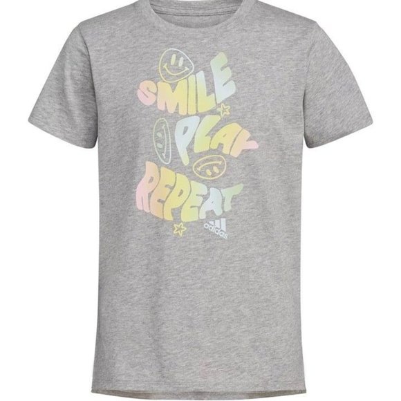 Adidas NWT Sz XL Med. Heather Grey Girls' Short Sleeve Vent T-Shirt - Picture 4 of 7